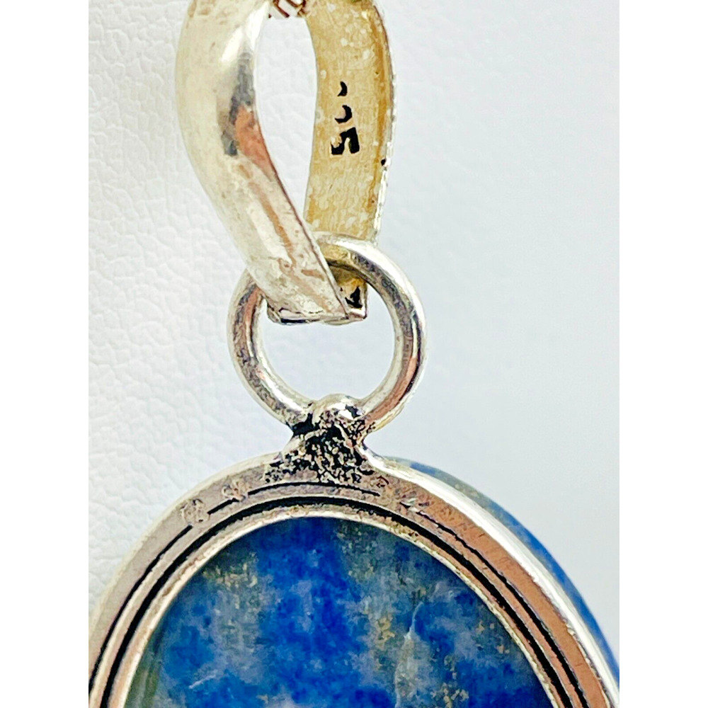 Lapis Lazuli Pendant Sterling Silver Necklace 24" Box Chain 925 Blue Gemstone - Picture 7 of 13